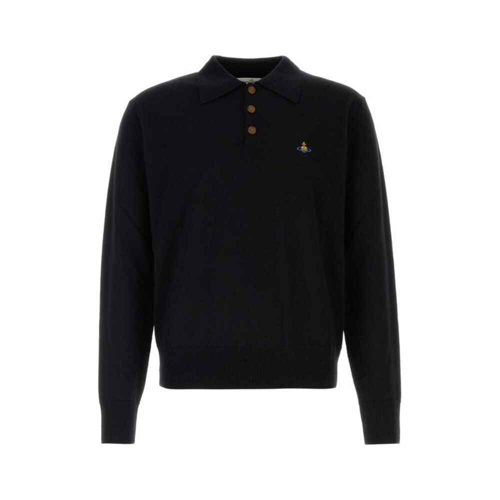 Vivienne Westwood Men Black Wool Mark Polo Shirt